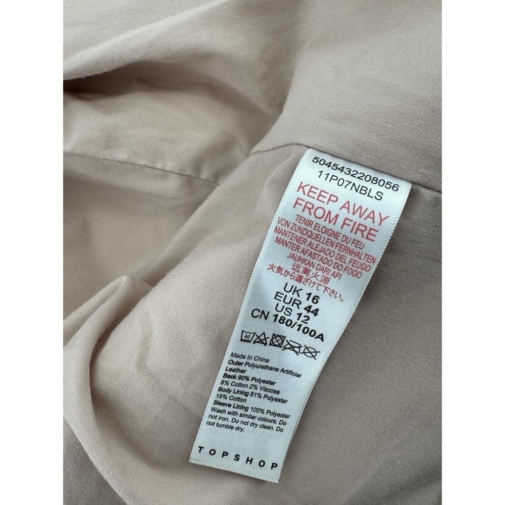 Topshop Leather Jacket Women's Long Sleeve Pink Beige Size 12 - Picture 11 of 16